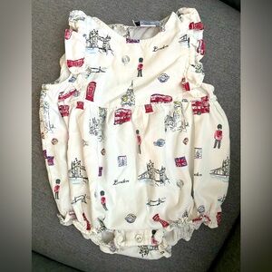 Petite Plume Infant’s London is Calling Ruffled Romper